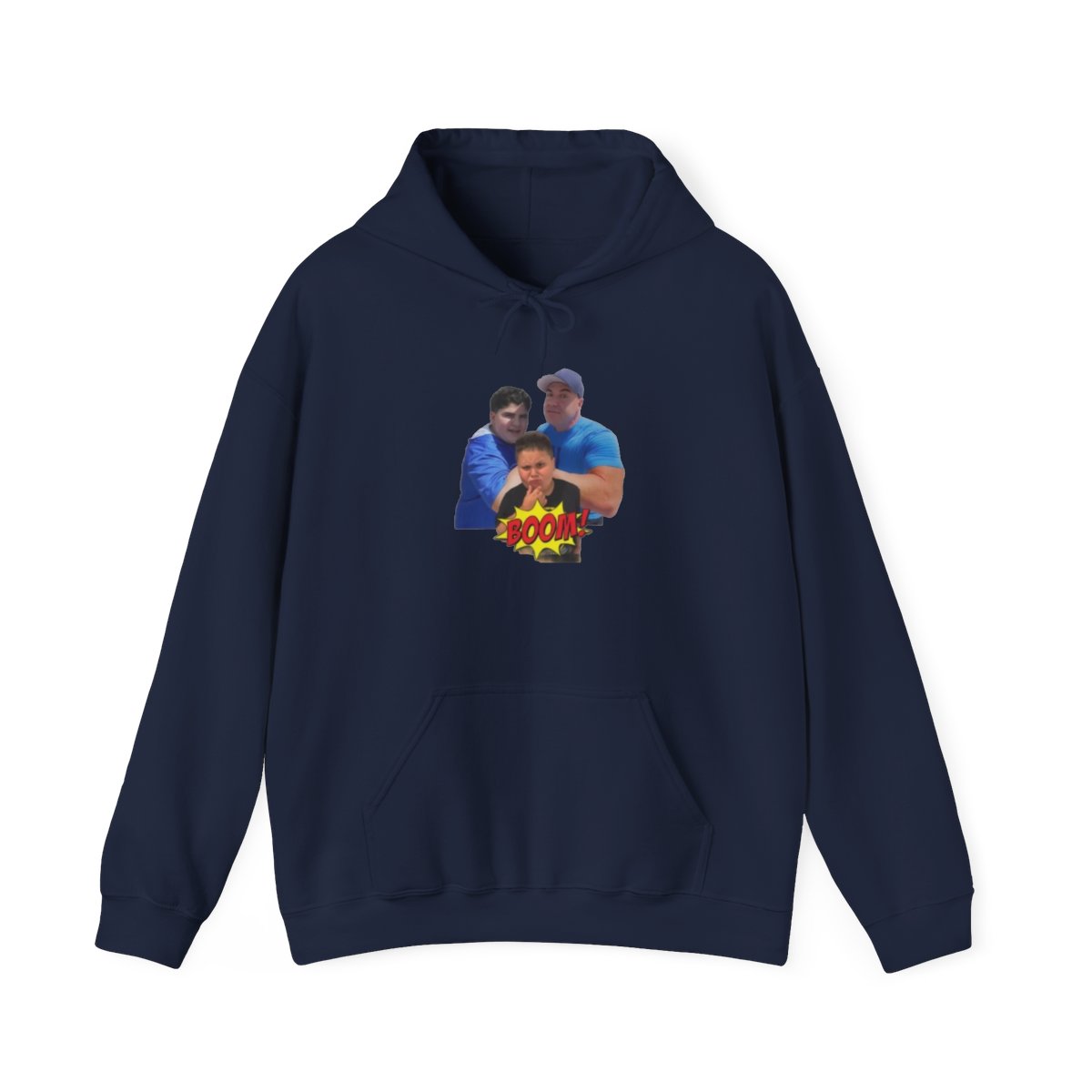 Three People Photo Cartoon Graphic Hoodie | Retro Comic Style Big Justice & A.J. Befumo - alternate angle 4, merchandise