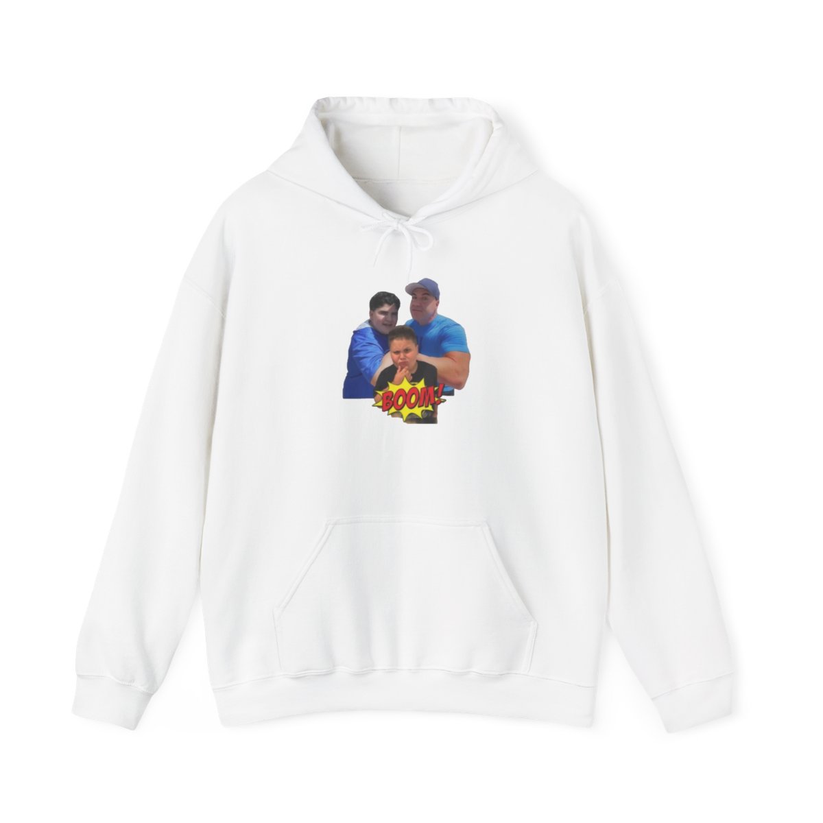 Three People Photo Cartoon Graphic Hoodie | Retro Comic Style Big Justice & A.J. Befumo - Official accessories merchandise