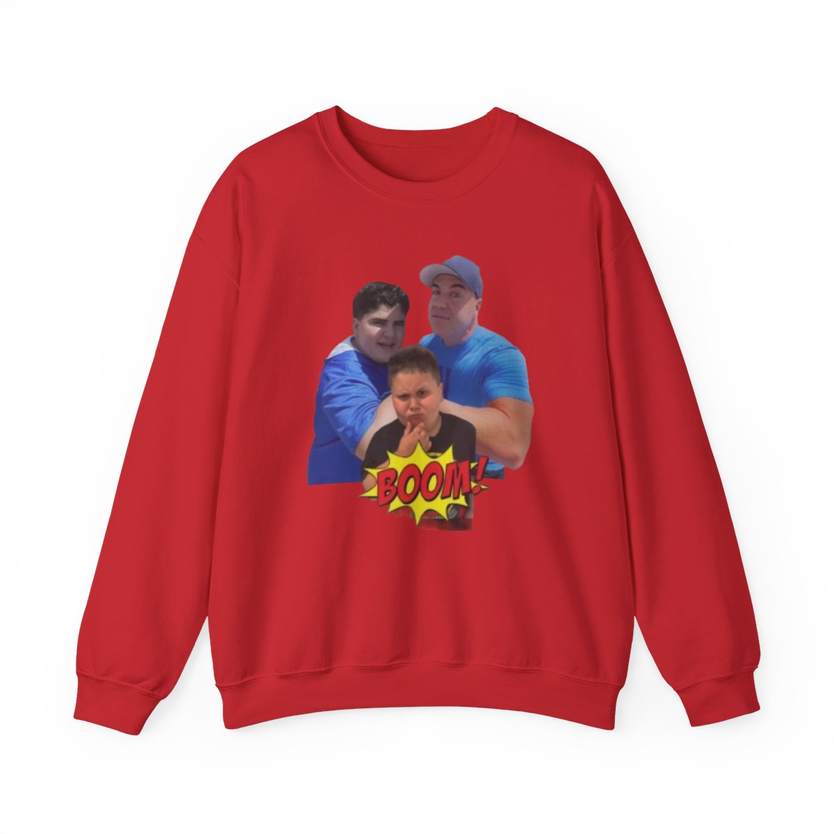 Family Photo Pop Art Crewneck Sweatshirt | BOOM Comic Graphic Big Justice & A.J. Befumo - alternate angle 4, merchandise