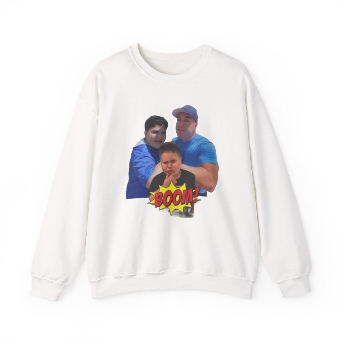 Family Photo Pop Art Crewneck Sweatshirt | BOOM Comic Graphic Big Justice & A.J. Befumo - Big Justice & A.J. Befumo official accessories merch