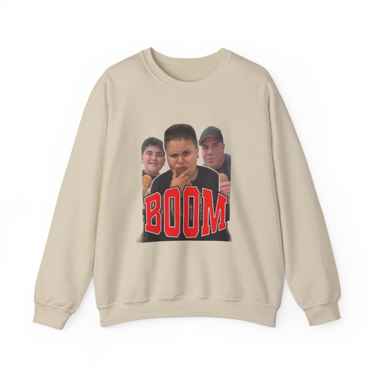 Three Teen Faces Boom Crewneck Sweatshirt | Meme Photo Graphic Big Justice & A.J. Befumo